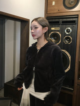Acorn Velvet Crop Hoodie (3c)