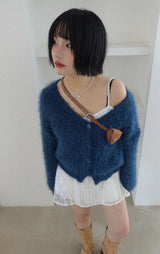 CLOUD FUR KNIT CARDIGAN (BLUE)
