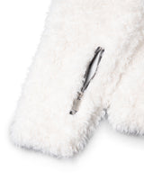 FAUX FUR MULTI ZIPPER WHITE JACKET