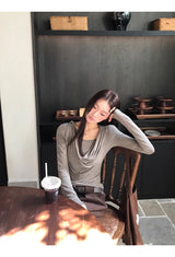 Cozy Soft Shirring Long Sleeve T-shirt