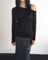 Layered stud long skirt