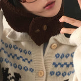 Tumb woolen soft button balaclava