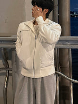 Banded zipper knit puffer jacket