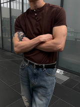 Cut line muscle henley half t-shirts(8color)