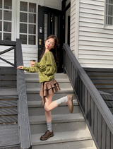 [SHOPPERMADE] Latte Suede Tiered Mini Skirt (2color)