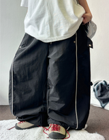 PIPING NYLON BALLOON WIDE LONG PANTS 🫐💙🖤🩶3COLOR