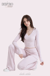マリー ピンク Vネック トレーニング セットアップ(pants)