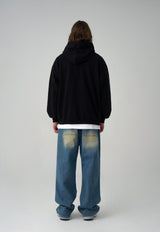 Crack Printed Logo Hood - Black