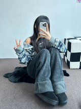 2ウェイ🤎 ノルディックフーディーセミクロッピードジップアップジャケット 🤎💙🩶2カラー