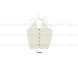 BUTTON HALTER KNIT TOP