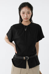 SHIRRED ROUND TOP_BLACK