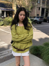 Cinnamon cable knit_olive