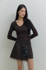 [MADE] Organza Layered Mini Skirt (dark brown)