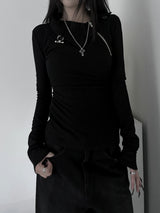 high neck zipper polar T (2color)