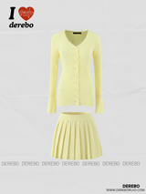 Elise Knitwear Pleats Skirt Cardigan Two-Piece