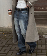 [Unisex] Curved wide denim pants(2color)