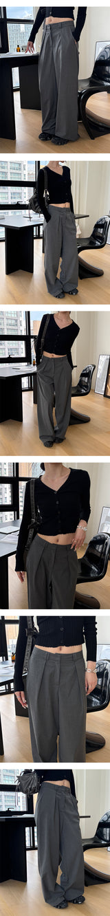 One tuck stripe wide slacks(3color)