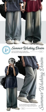 [Long summer pants] High quality! Dank summer wide denim pants