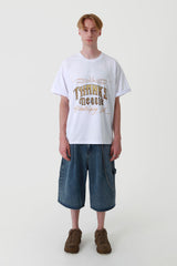 [THANKSMESSIA X ODAGIL] GOLD PINSTRIPE TSHIRT-WHITE