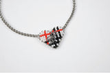 BEADED TARTAN CHECK HEART NECKLACE (WHITE)