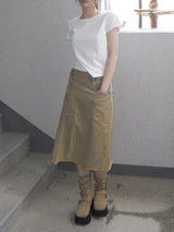 vintage yellow denim skirt