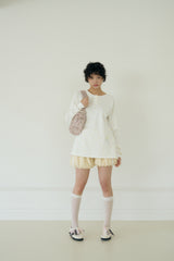 KIKI HENLEY NECK WAFFLE TOP (WHITE)