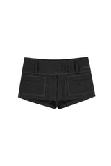 Three-button lace short, Charcoal
