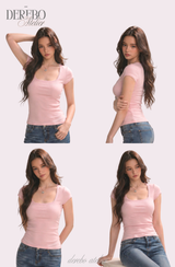 Minky Square Slim Color Short Sleeve T-shirt