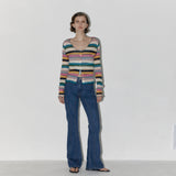 Denim bootcut line pants
