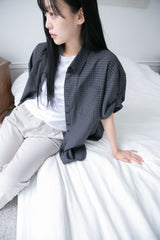 roll-up sleeve check half shirt(2colors)