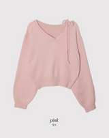 タイポイントVネッククロップニット (5color)