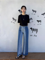 3RD REORDER TWO-TONE CONTRAST DENIM PANTS code 25006