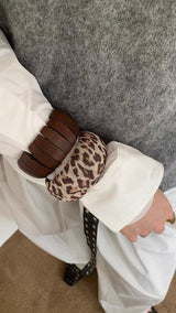 Fabric leopard wood bangle(2type)