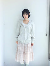 cream checkered pocket skirt