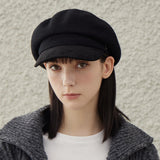 VA Stud Wool Combo Newsboy Cap / Black