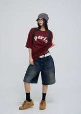 パリスパッチウォッシングオーバーサイズフィット半袖Tシャツ