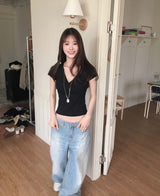 [ 💗 ] ブルーピンクサギングローデニムワイドpt