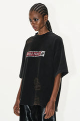 ウォッシュドフットプリントプリントコットンTシャツ