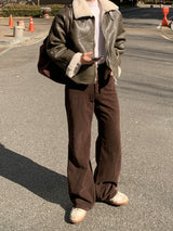 Beloa Peach Cotton Semi-wide Pants