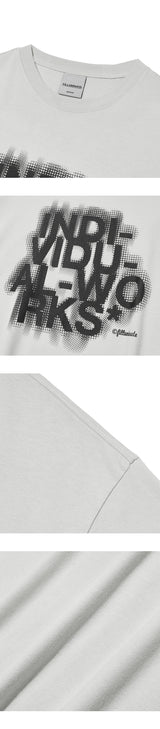Blur Effect Round T-Shirt-Grey