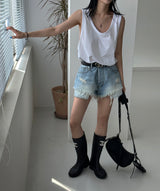 Deep U-neck Unisex Loose Fit Sleeveless