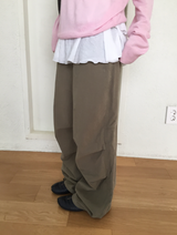 ワイナツ斜線ワッシングコットンワイドパンツ（3c）