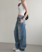 Folded Damage Denim Pants
