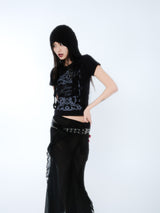 SILHOUETTE RUFFLE MAXI SKIRT [BLACK]