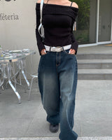 Back pocket mega denim pants