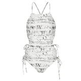 CUT & SEW ONE-PIECE SWIMWEAR [WHITE]