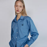 WRINKLE SLIM LINE SHIRRING SHIRT_IVORY