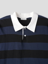 Rugby stripe collar T-shirts 6color