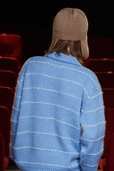 STITCH RUGBY POLO KNIT / SKY BLUE