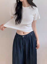 NDベーシックリブクロップショートスリーブTシャツ(6color)